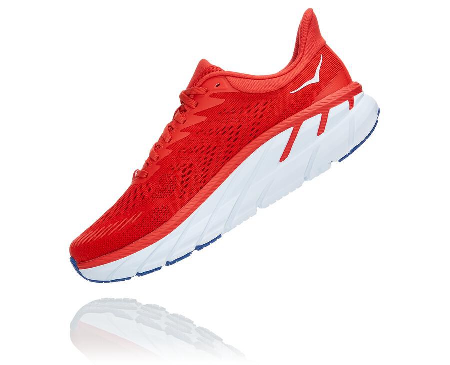 Hoka One One Clifton 7 Löparskor Herr - Röda/Vita - TFDRW-4937